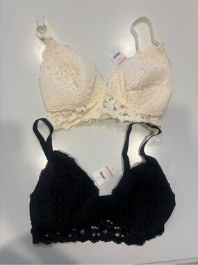 Momanda Lace Nursing Bralette Duo — Ivory & Black